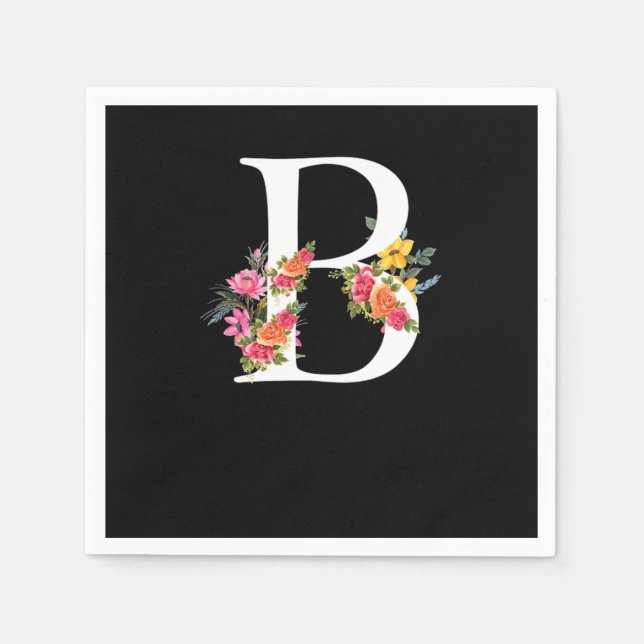 Serviette En Papier LETTRE Florale B Alphabet Fleur (Devant)