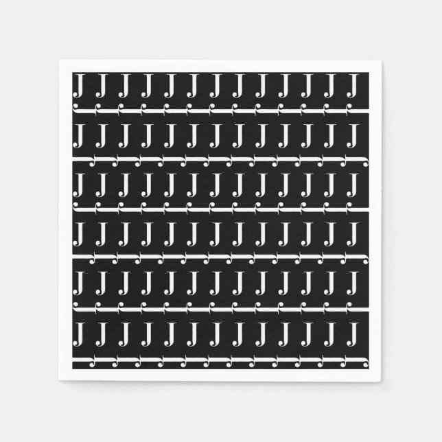 SERVIETTE EN PAPIER LETTRE INITIALE MOYENNE J (Devant)