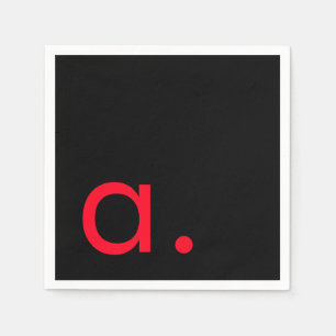 SERVIETTE EN PAPIER LETTRE INITIALE NOIRE ROUGE LETTRE NOIRE PLACE