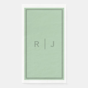 Serviette En Papier Lettre Mariage du script de monogramme vert Sage