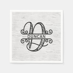 Serviette En Papier Lettre monogramme D avec nom de famille