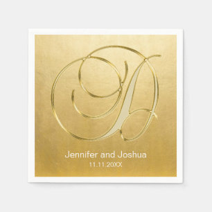 Serviette En Papier Lettre Monogramme D or Mariage à huile