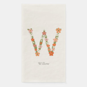 Serviette En Papier Lettre monogramme de l'alphabet floral " W"