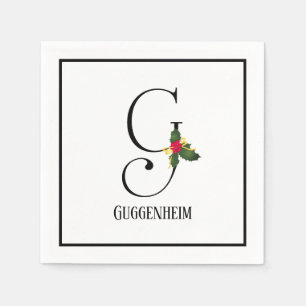 Serviette En Papier Lettre monogramme de Noël G Papier personnalisé