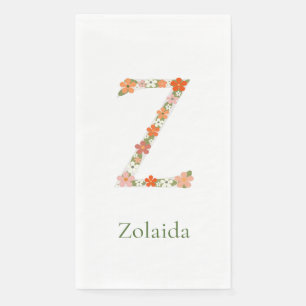 Serviette En Papier Lettre monogramme Floral Alphabet " Z" Napkins