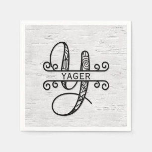 Serviette En Papier Lettre monogramme Y avec nom de famille