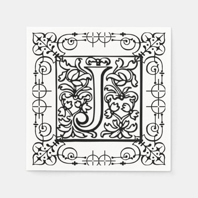 Serviette En Papier Lettre monographie J (Devant)