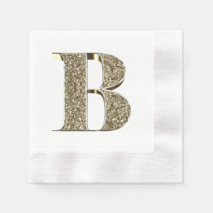 SERVIETTE EN PAPIER LETTRE MONOMOBILE INITIALE B ÉCLAIRÉE D'OR