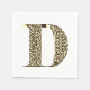 SERVIETTE EN PAPIER LETTRE MONOMOBILE INITIALE D OR ÉCLAIRÉE