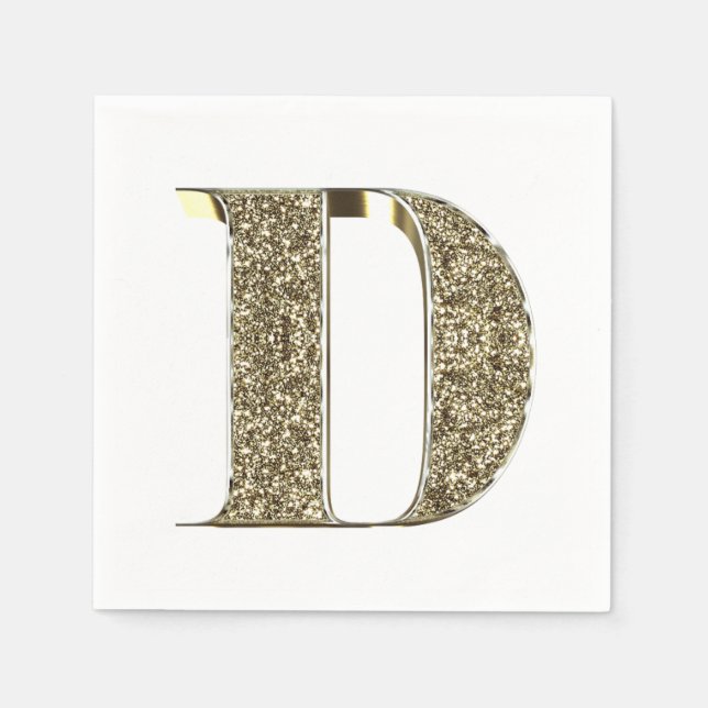 SERVIETTE EN PAPIER LETTRE MONOMOBILE INITIALE D OR ÉCLAIRÉE (Devant)