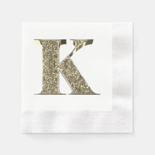 SERVIETTE EN PAPIER LETTRE MONOMOBILE K INITIAL ÉCLAIRÉE D'OR