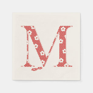 Serviette En Papier LETTRE Motif Fleur M(rouge)