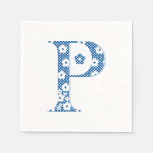 Serviette En Papier LETTRE Motif Fleur P(bleu)