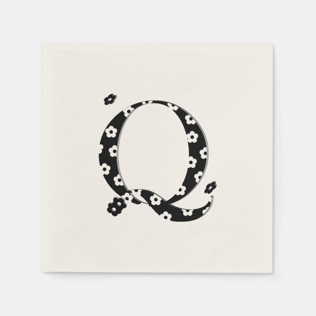 Serviette En Papier LETTRE Motif Fleur Q (Devant)