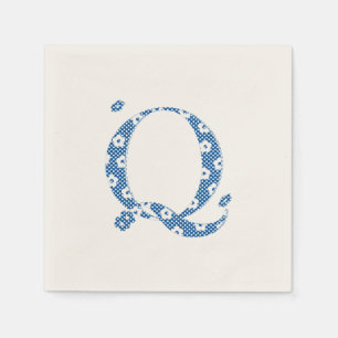 Serviette En Papier LETTRE Motif Fleur Q(bleu)