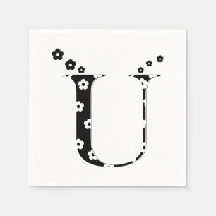 Serviette En Papier LETTRE Motif Fleur U
