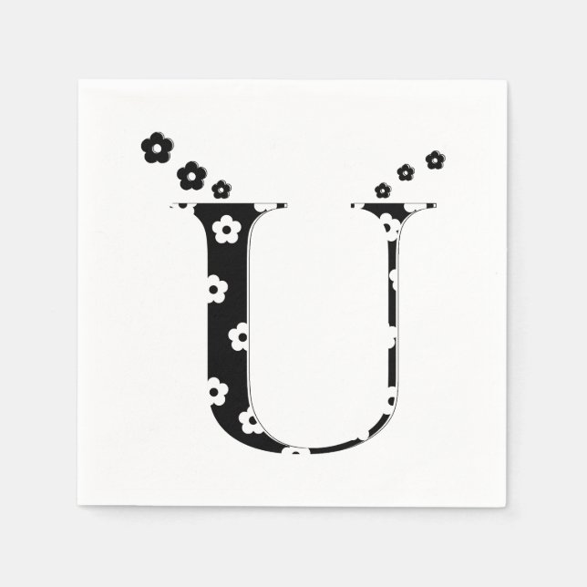 Serviette En Papier LETTRE Motif Fleur U (Devant)