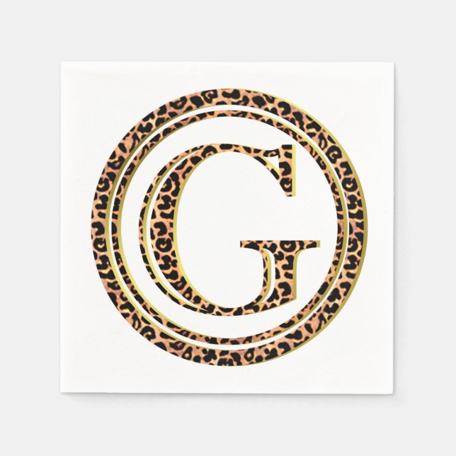 Serviette En Papier Lettre Motif léopard "G" (Devant)