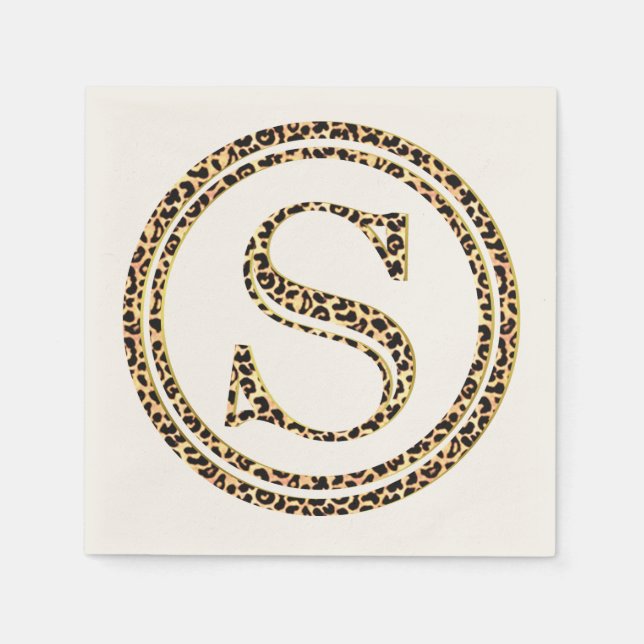 Serviette En Papier Lettre Motif léopard "S" (Devant)