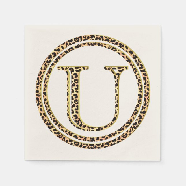 Serviette En Papier Lettre Motif léopard "U" (Devant)