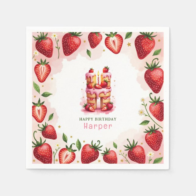 Serviette En Papier Lettre Napkin H Cake fraise Anniversaire Papier (Devant)