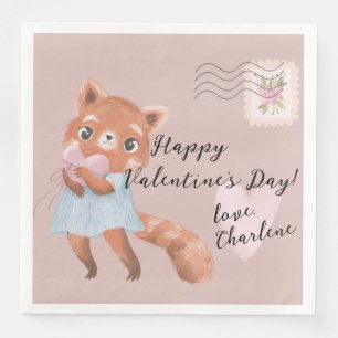Serviette En Papier Lettre postale Panda rouge mignonne Saint-Valentin