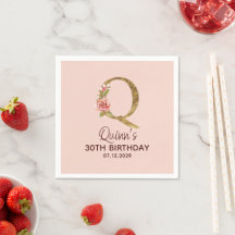 Lettre Q Monogramme Or Roses Rose Pâle
