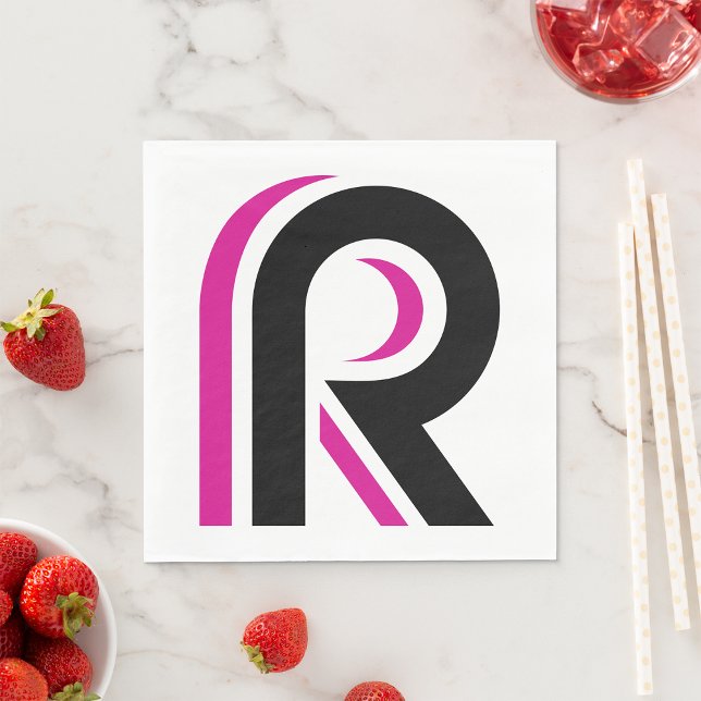 Serviette En Papier LETTRE Rose ET NOIR R (Créateur téléchargé)