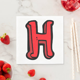 Serviette En Papier Lettre rouge gras H Fun Alphabet