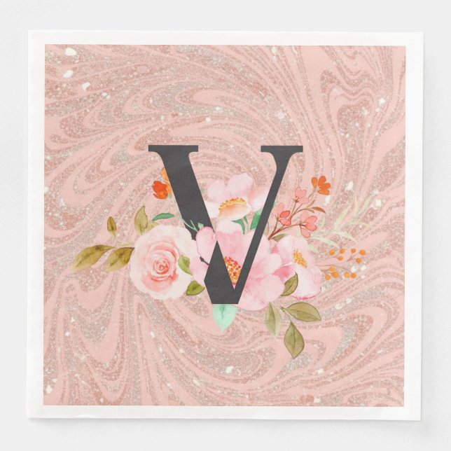 Serviette En Papier Lettre V (Devant)