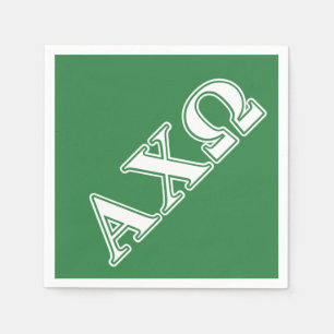 Serviette En Papier Lettres blanches et vertes d'Alphi Chi Omega