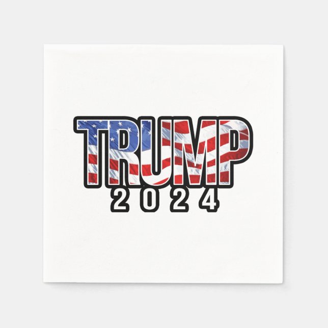 Serviette En Papier Lettres de bloc patriotique Trump 2024 (Devant)