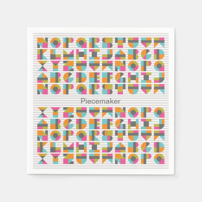 Serviette En Papier Lettres de blocs de courtepointe modernes serviett (Devant)