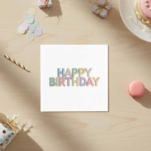 Serviette En Papier Lettres en feutre pastel Joyeux Anniversaire (Créateur téléchargé)