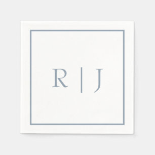 Serviette En Papier Lettres Initiales Monogramme Bleu Poussiéreux Mari