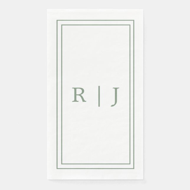 Serviette En Papier Lettres Monogrammes Première Sage Vert Simple Mari (Devant)