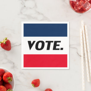 Serviette En Papier Lettres noires "Vote", Livre blanc bleu rouge