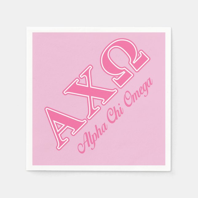Serviette En Papier Lettres roses Alpha Chi Omega (Devant)
