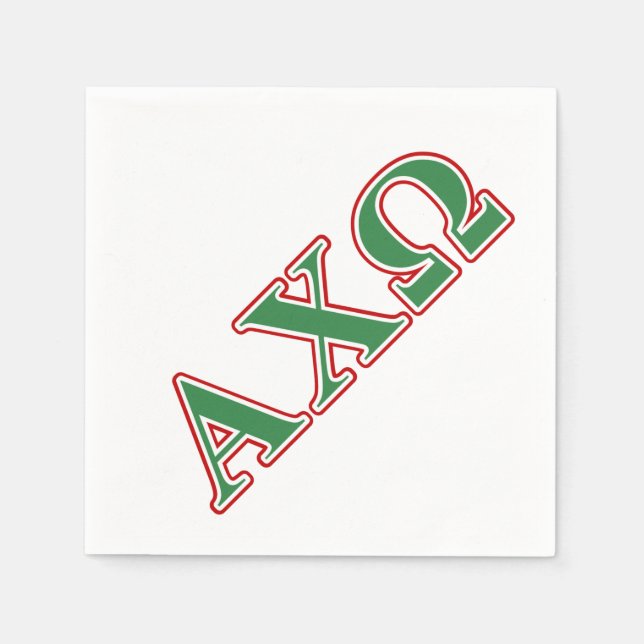 Serviette En Papier Lettres vert et rouge Alphi Chi Omega (Devant)