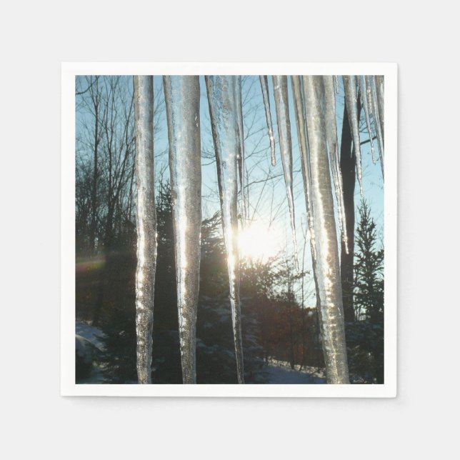 Serviette En Papier Lever du soleil à travers Icicles hiver Photograph (Devant)