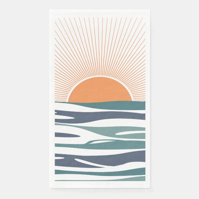 Serviette En Papier Lever du soleil au bord de la mer (Devant)