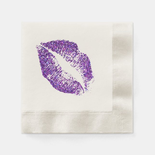Serviette En Papier Lèvres à Parties scintillant violette #3 (Devant)