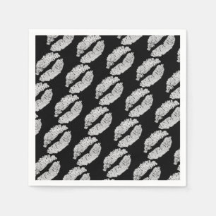 Serviette En Papier Lèvres Argentées Kiss Beauty Maquillage Fête d'ann