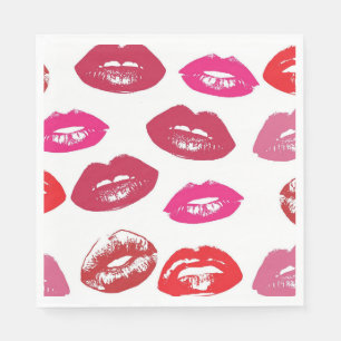 Serviette En Papier Lèvres baisables (Lèvres baissantes, Rouge et Roug