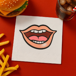 Serviette En Papier Lèvres Bouche Ouverte Dents Langue