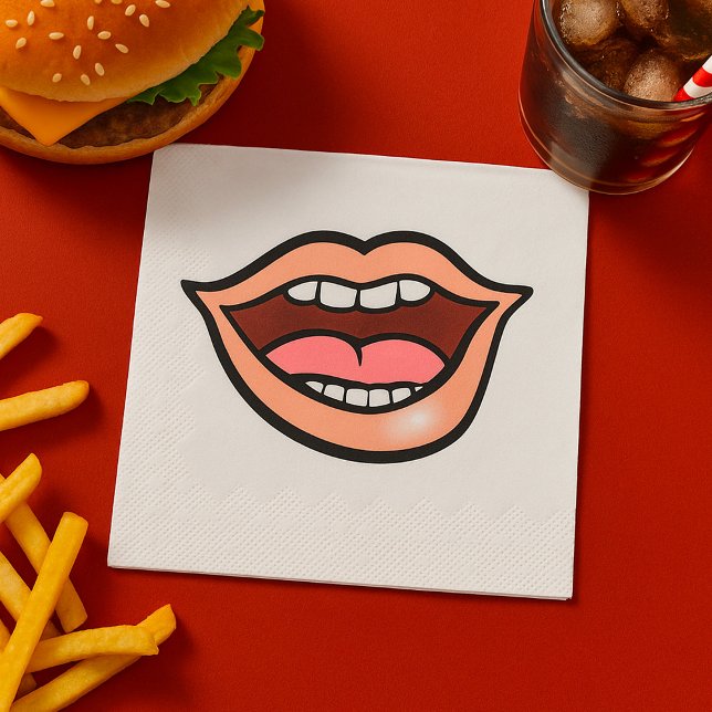 Serviette En Papier Lèvres Bouche Ouverte Dents Langue (Créateur téléchargé)
