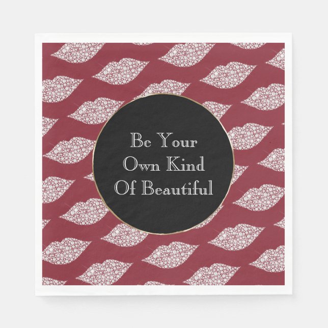 Serviette En Papier Lèvres Diamond Blanc Rouge (Devant)