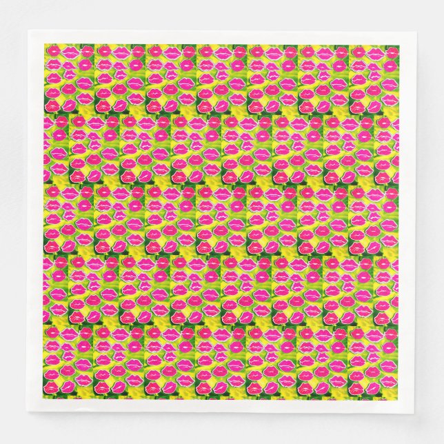 Serviette En Papier Lèvres et baisers Papier imprimé serviettes". (Devant)