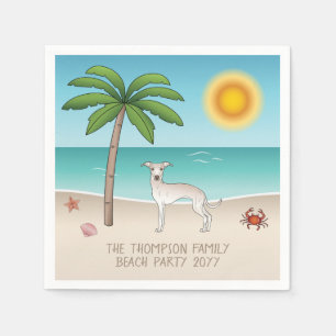 Serviette En Papier Lévrier Italien Crème à la Plage Tropicale d'Été