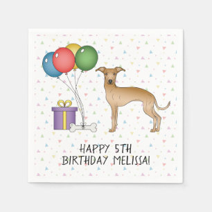 Serviette En Papier Lévrier Italien Faon Chien Mignon - Joyeux Anniver